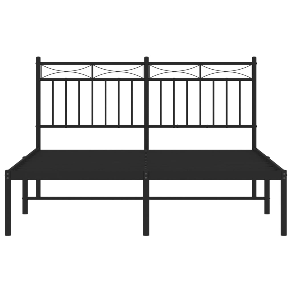 Sengeramme i metall med sengegavl svart 140x200 cm
