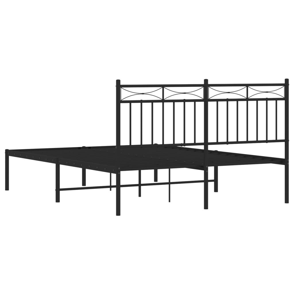 Sengeramme i metall med sengegavl svart 140x200 cm