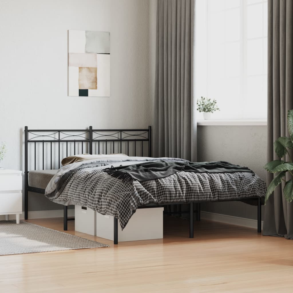 Sengeramme i metall med sengegavl svart 140x200 cm