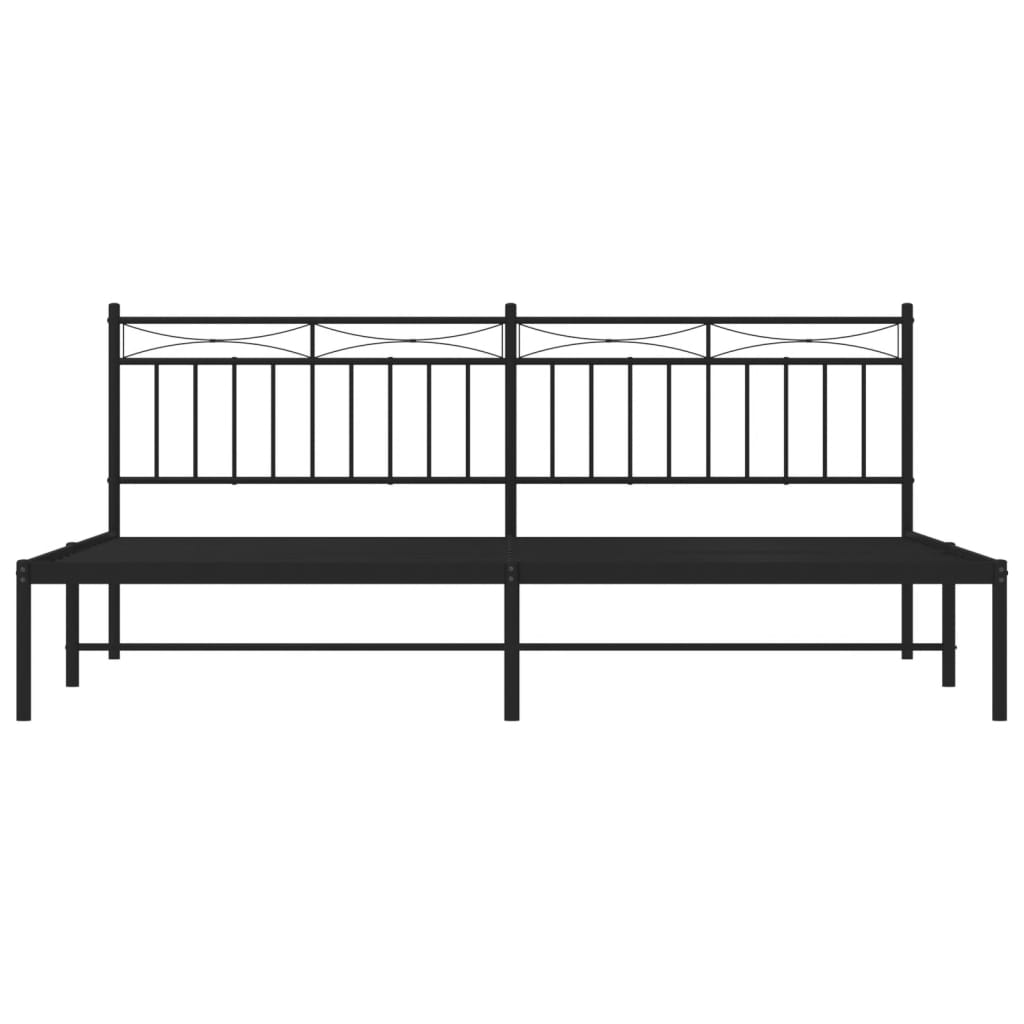 Sengeramme i metall med sengegavl svart 193x203 cm