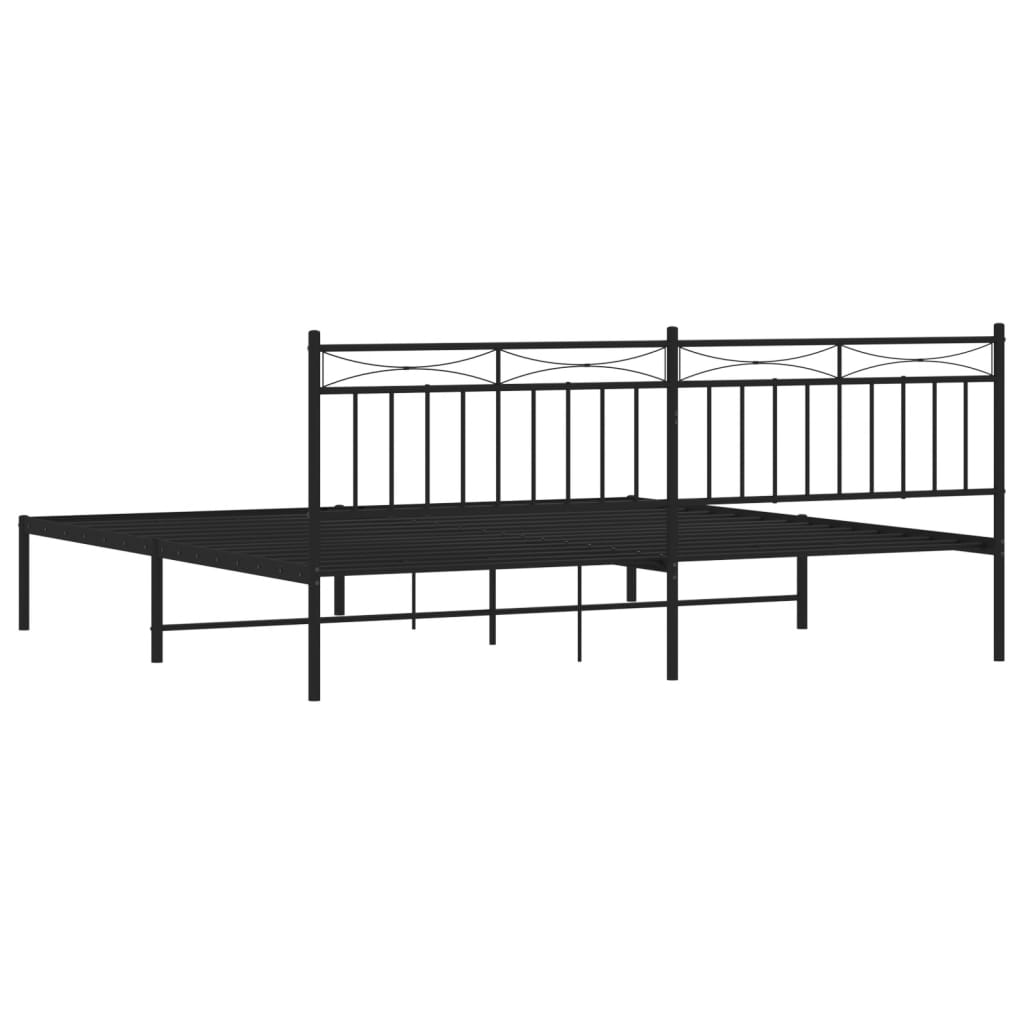 Sengeramme i metall med sengegavl svart 193x203 cm