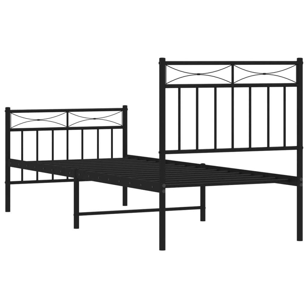 Sengeramme i metall med hode- og fotgavl svart 80x200 cm