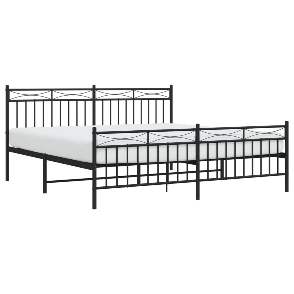 Sengeramme i metall med hode- og fotgavl svart 183x213 cm