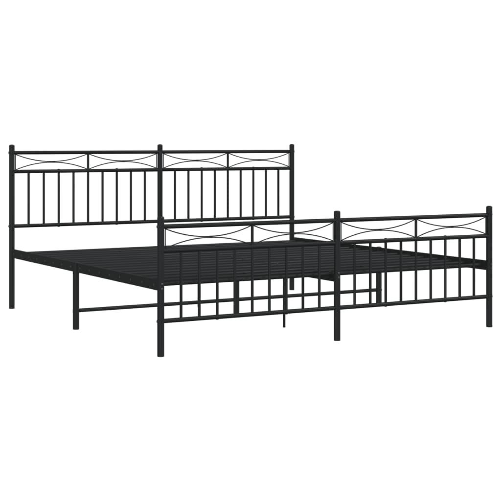 Sengeramme i metall med hode- og fotgavl svart 183x213 cm