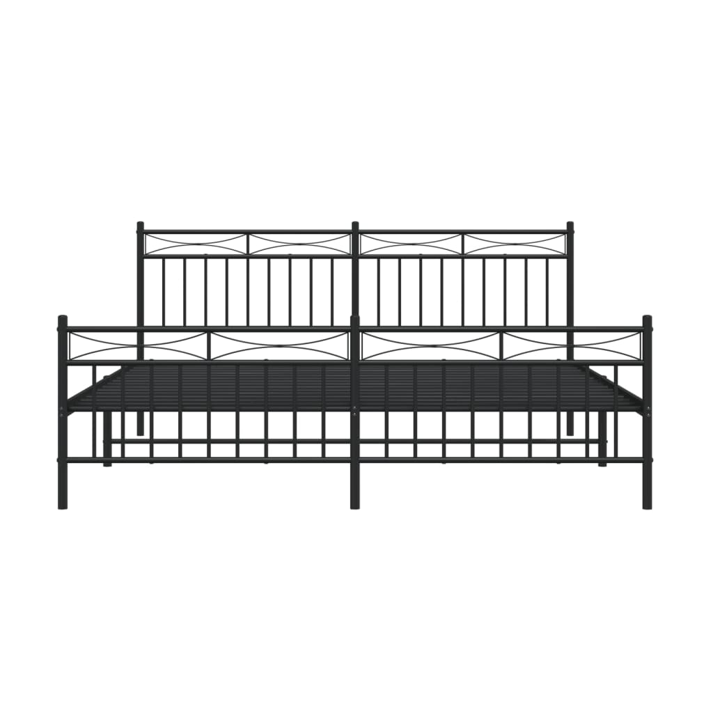 Sengeramme i metall med hode- og fotgavl svart 183x213 cm