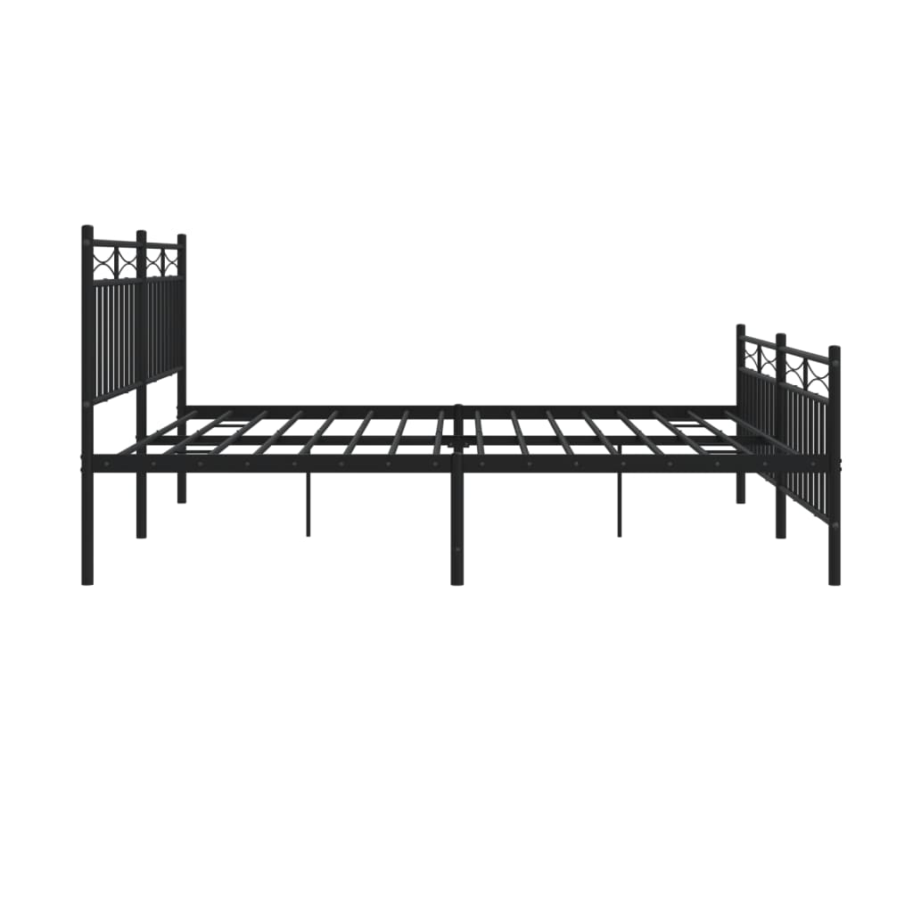 Sengeramme i metall med hode- og fotgavl svart 183x213 cm