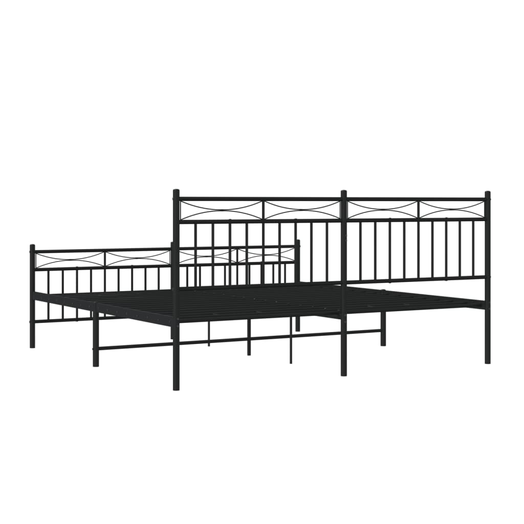 Sengeramme i metall med hode- og fotgavl svart 183x213 cm