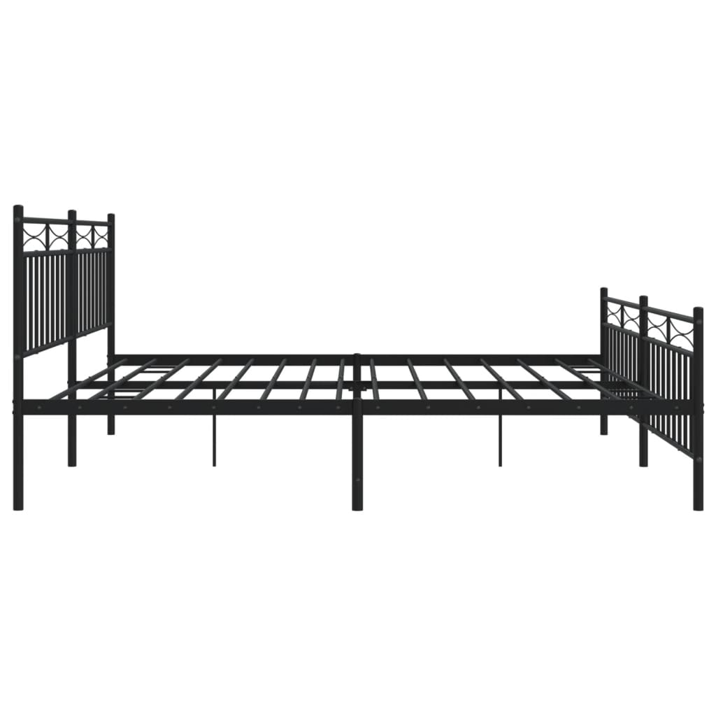 Sengeramme i metall med hode- og fotgavl svart 193x203 cm