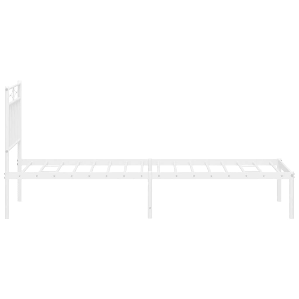 Sengeramme i metall med hodegavl hvit 80x200 cm
