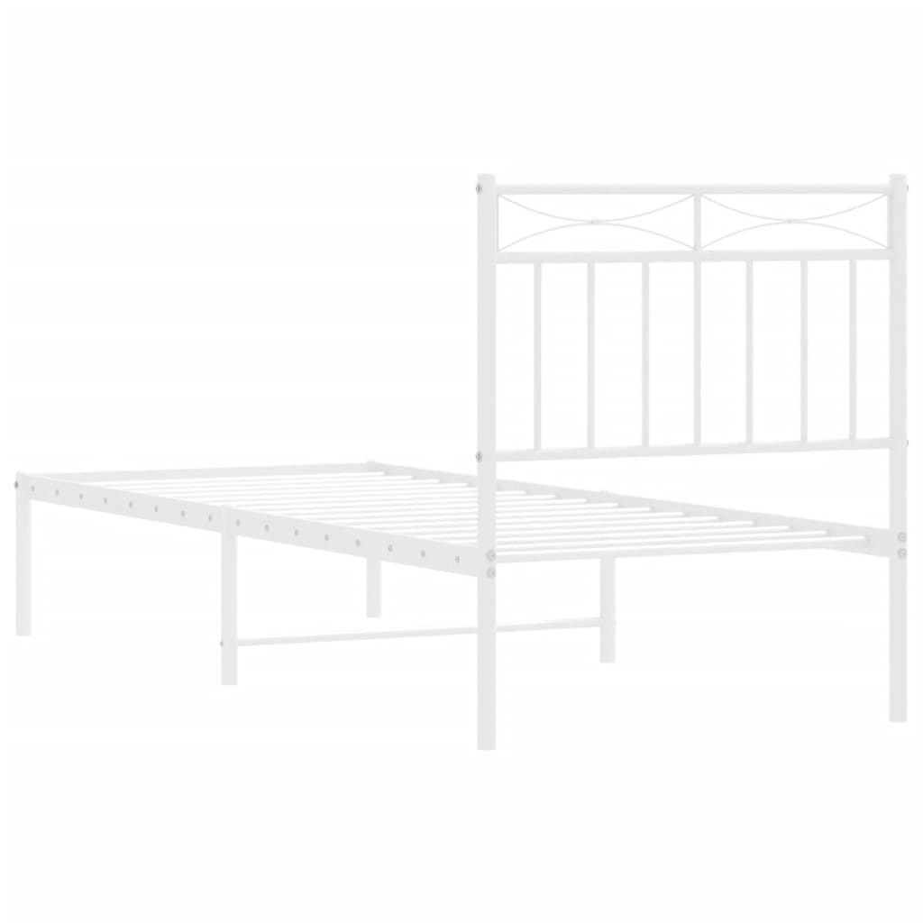 Sengeramme i metall med hodegavl hvit 80x200 cm
