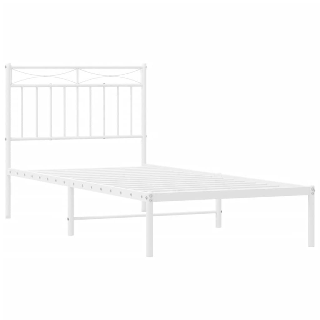 Sengeramme i metall med hodegavl hvit 90x200 cm