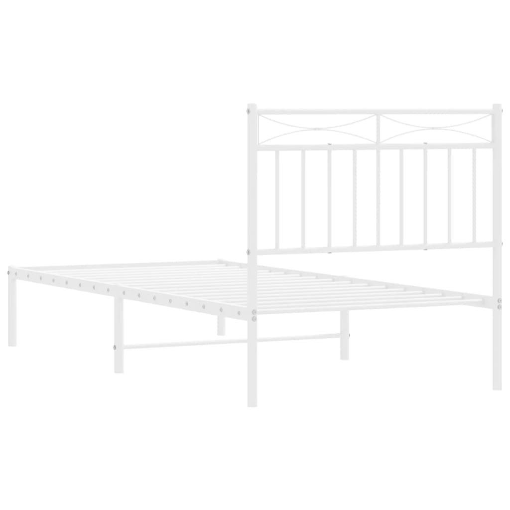 Sengeramme i metall med hodegavl hvit 90x200 cm