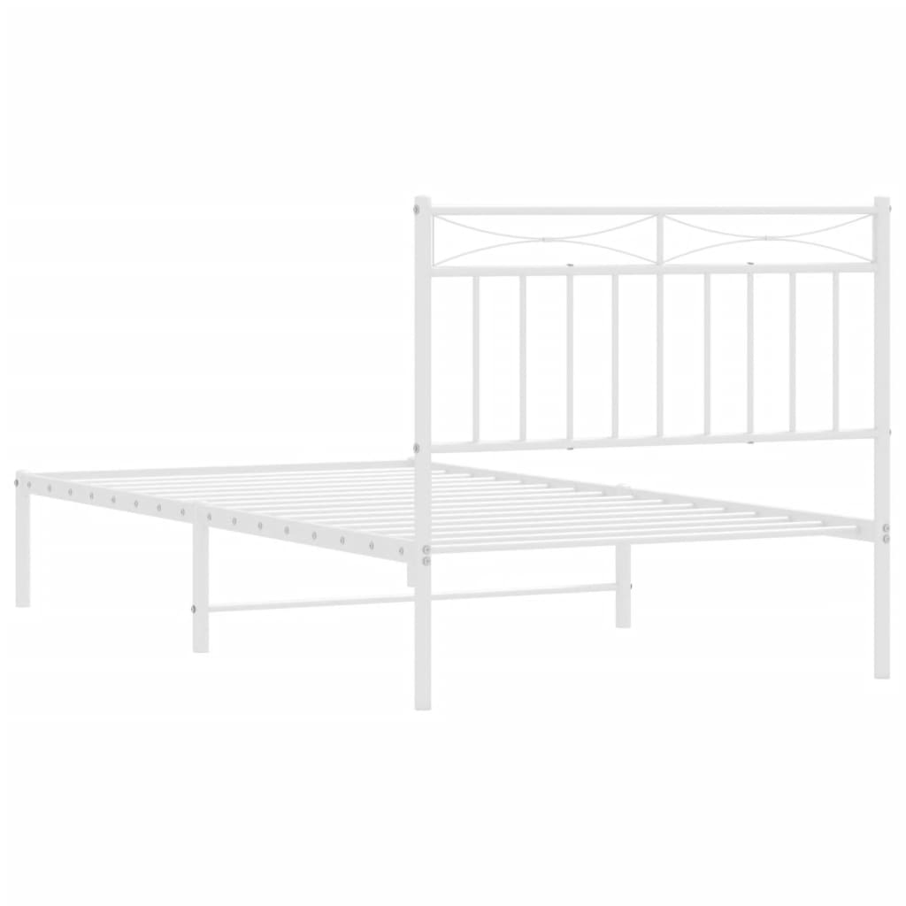 Sengeramme i metall med hodegavl hvit 100x190 cm