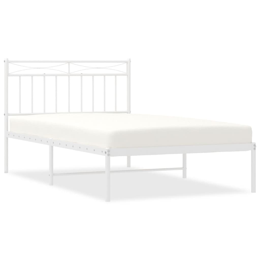 Sengeramme i metall med hodegavl hvit 107x203 cm