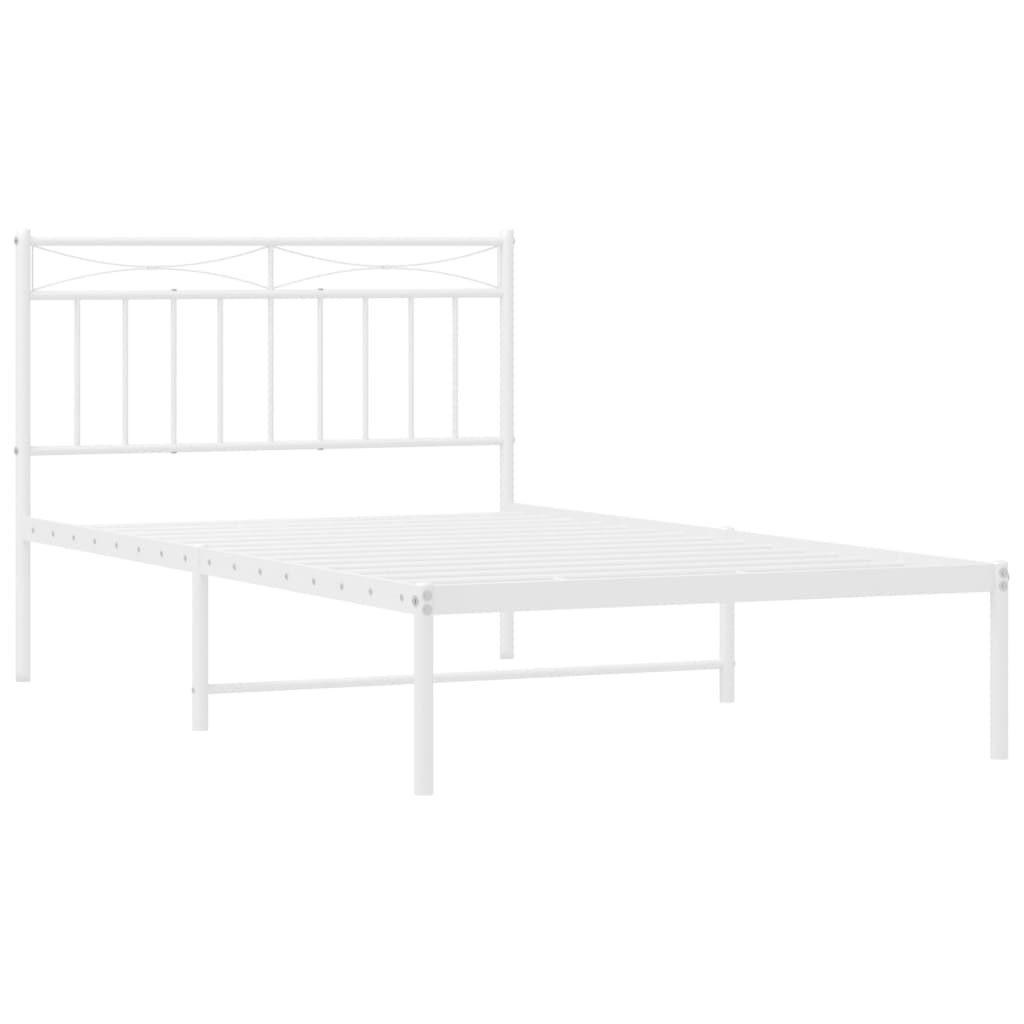 Sengeramme i metall med hodegavl hvit 107x203 cm