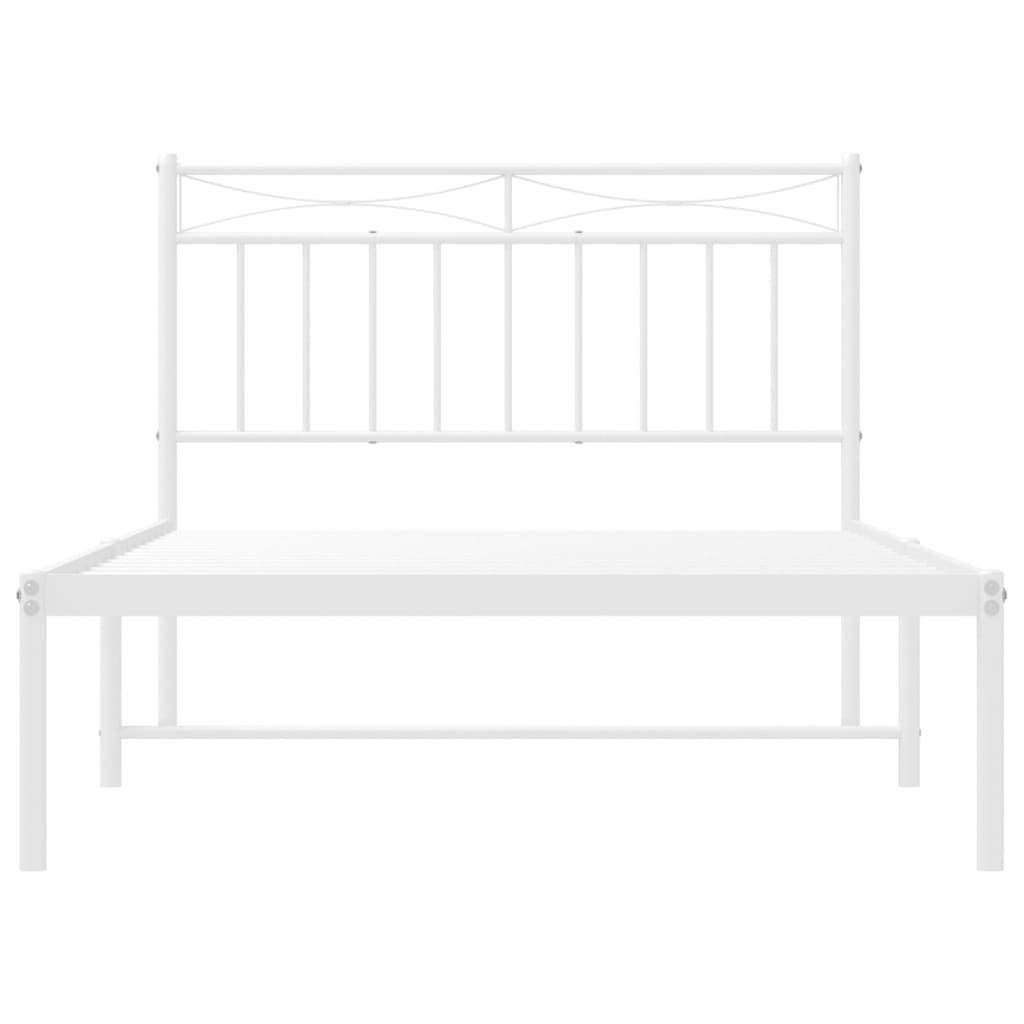 Sengeramme i metall med hodegavl hvit 107x203 cm
