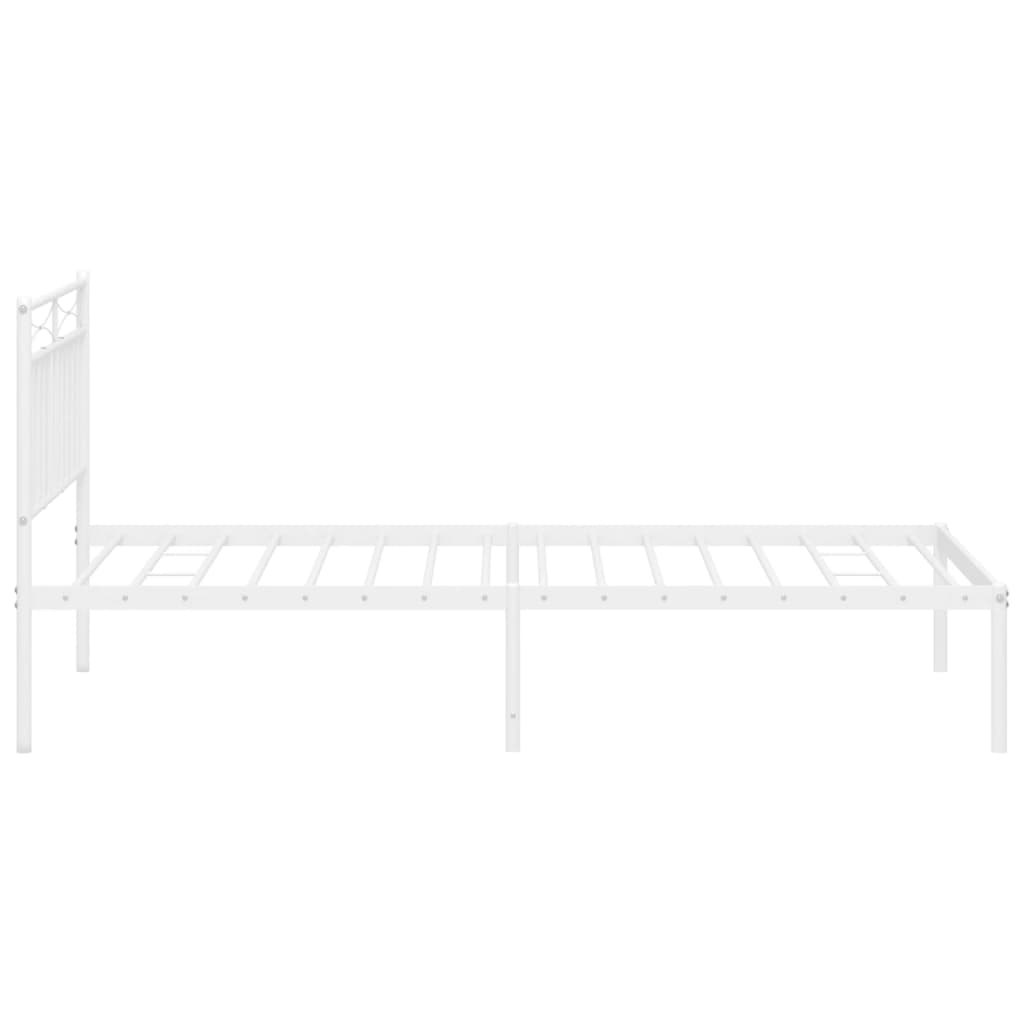 Sengeramme i metall med hodegavl hvit 107x203 cm