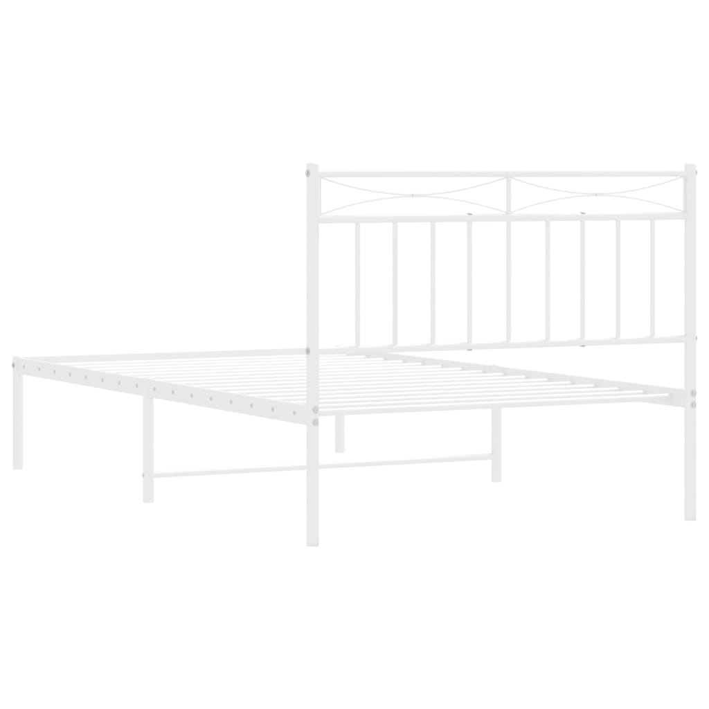 Sengeramme i metall med hodegavl hvit 107x203 cm