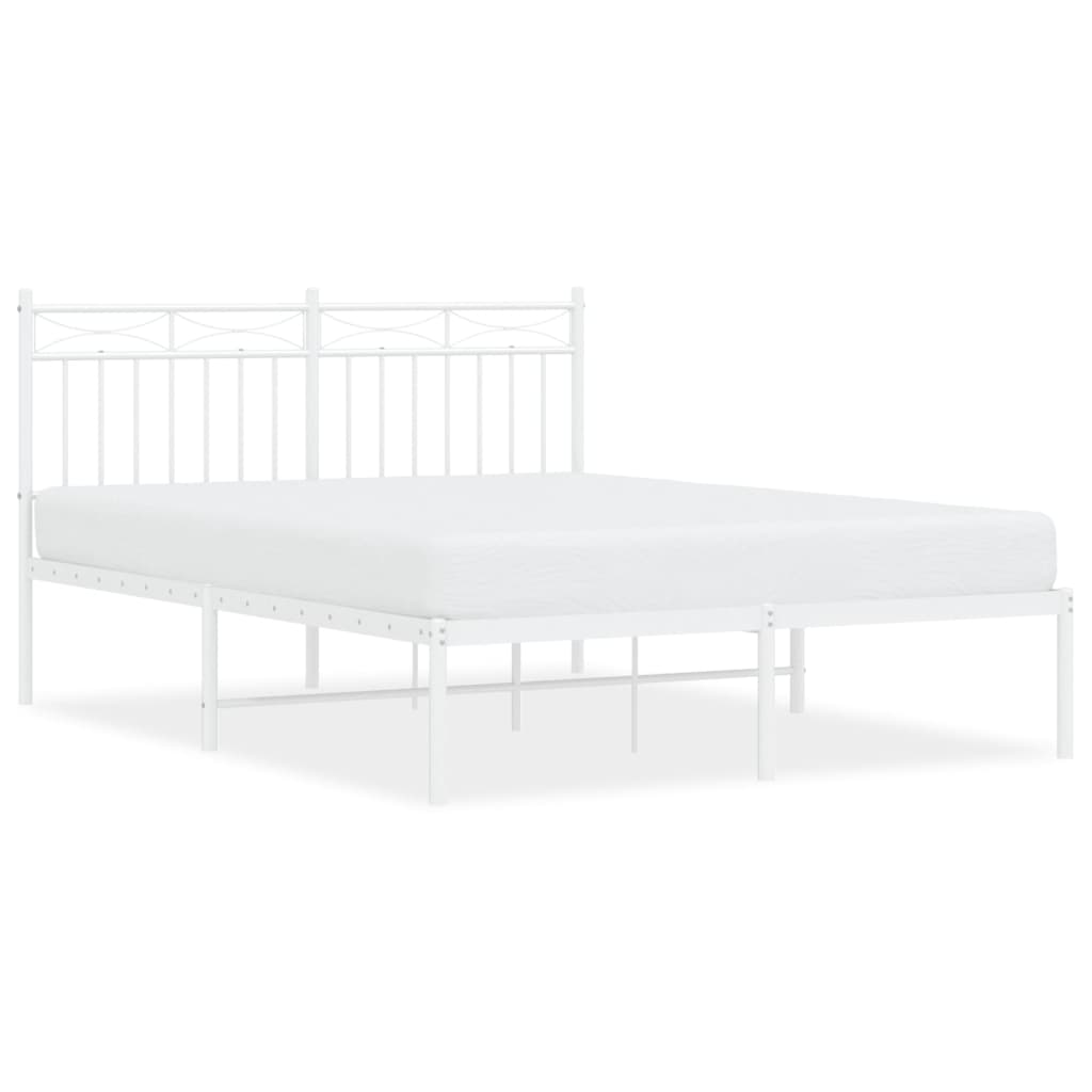 Sengeramme i metall med hodegavl hvit 140x190 cm