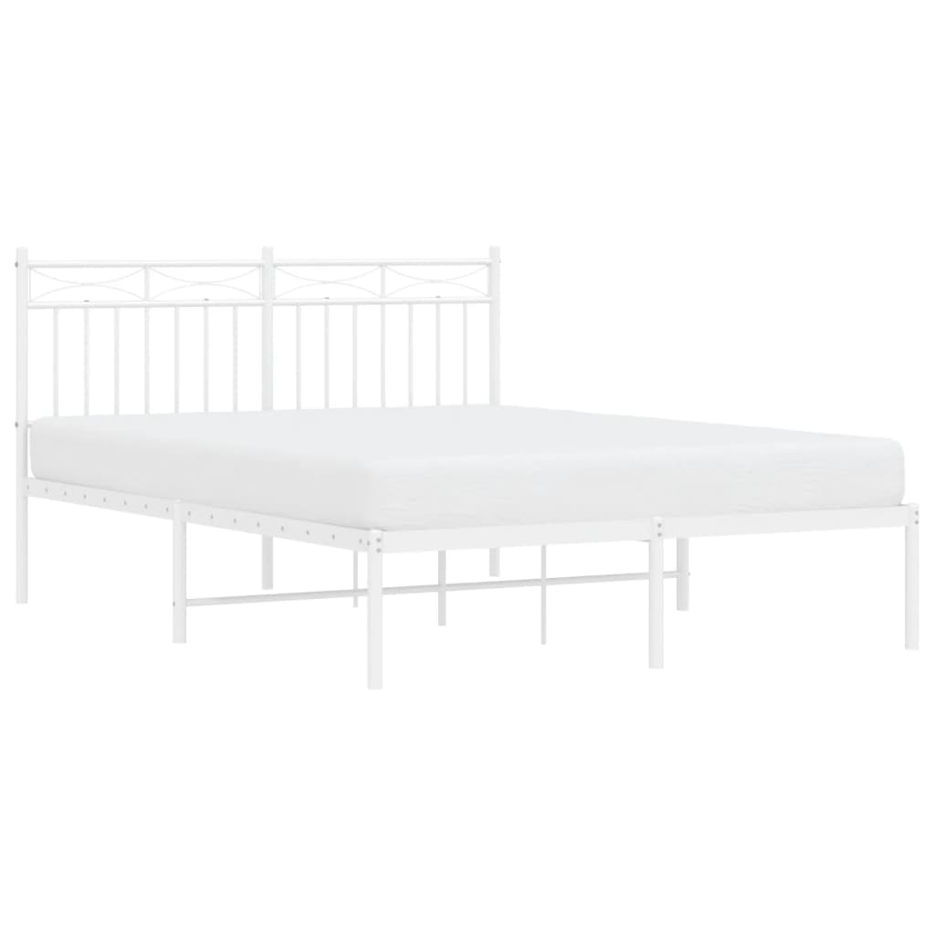 Sengeramme i metall med hodegavl hvit 140x190 cm