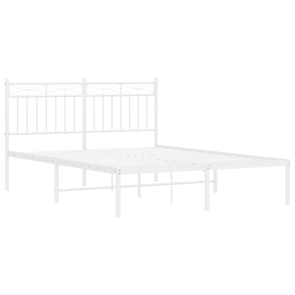 Sengeramme i metall med hodegavl hvit 140x190 cm