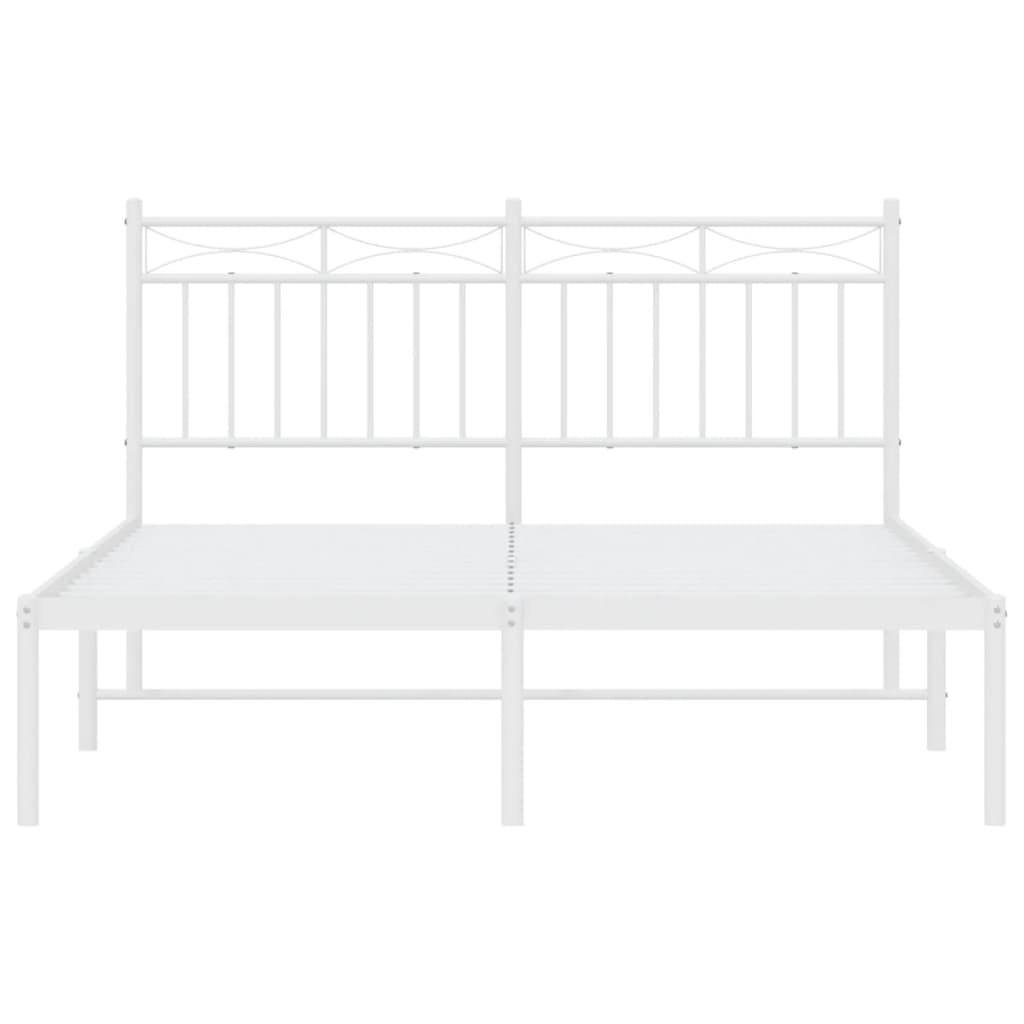Sengeramme i metall med hodegavl hvit 140x190 cm