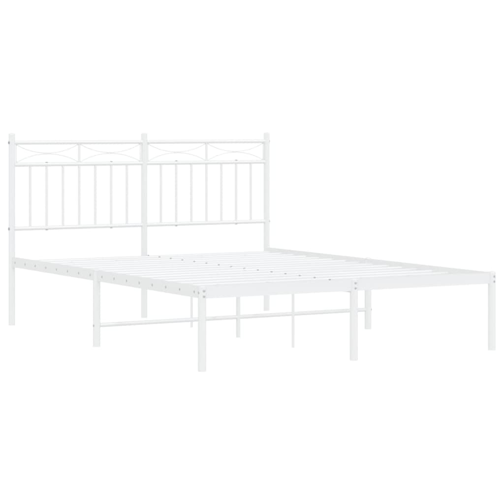 Sengeramme i metall med hodegavl hvit 140x200 cm