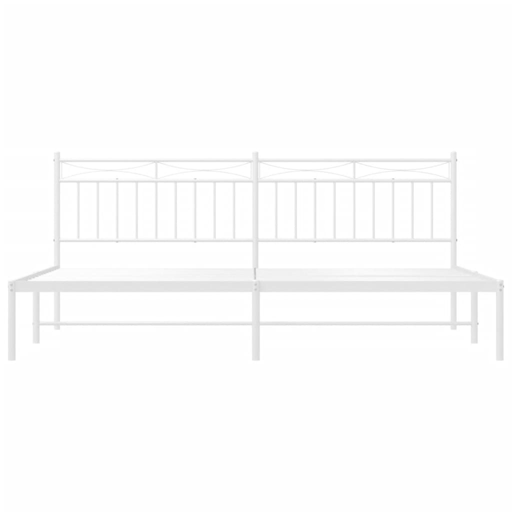 Sengeramme i metall med hodegavl hvit 193x203 cm