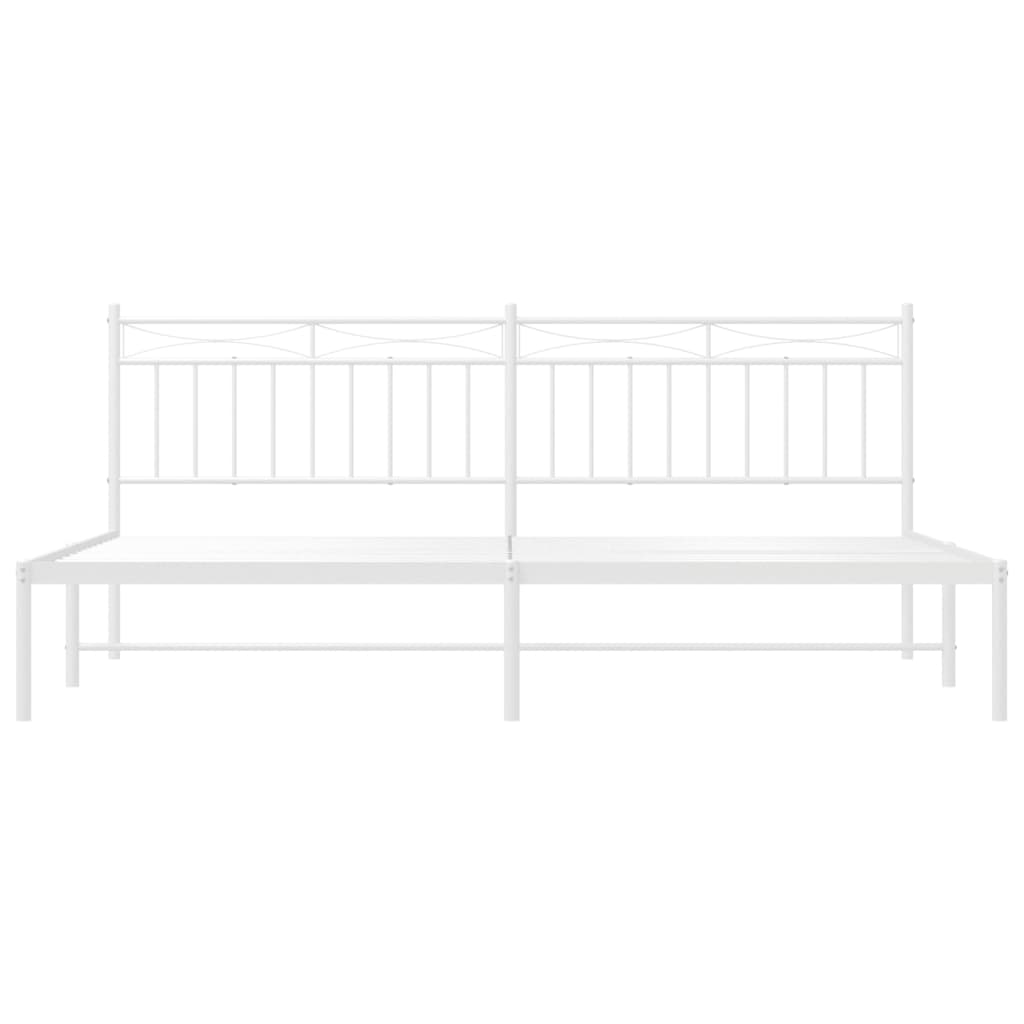 Sengeramme i metall med sengegavl hvit 200x200 cm