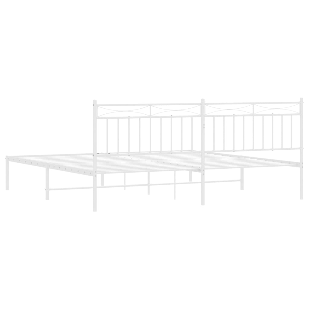 Sengeramme i metall med sengegavl hvit 200x200 cm