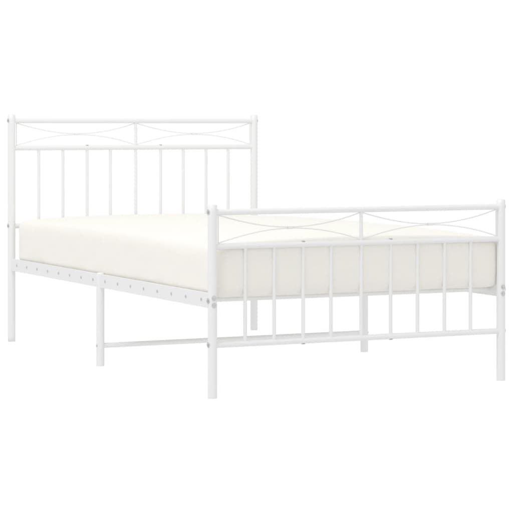 Sengeramme i metall med hode- og fotgavl hvit 107x203 cm
