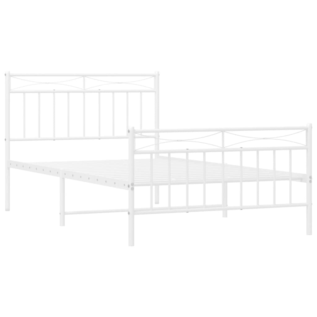 Sengeramme i metall med hode- og fotgavl hvit 107x203 cm