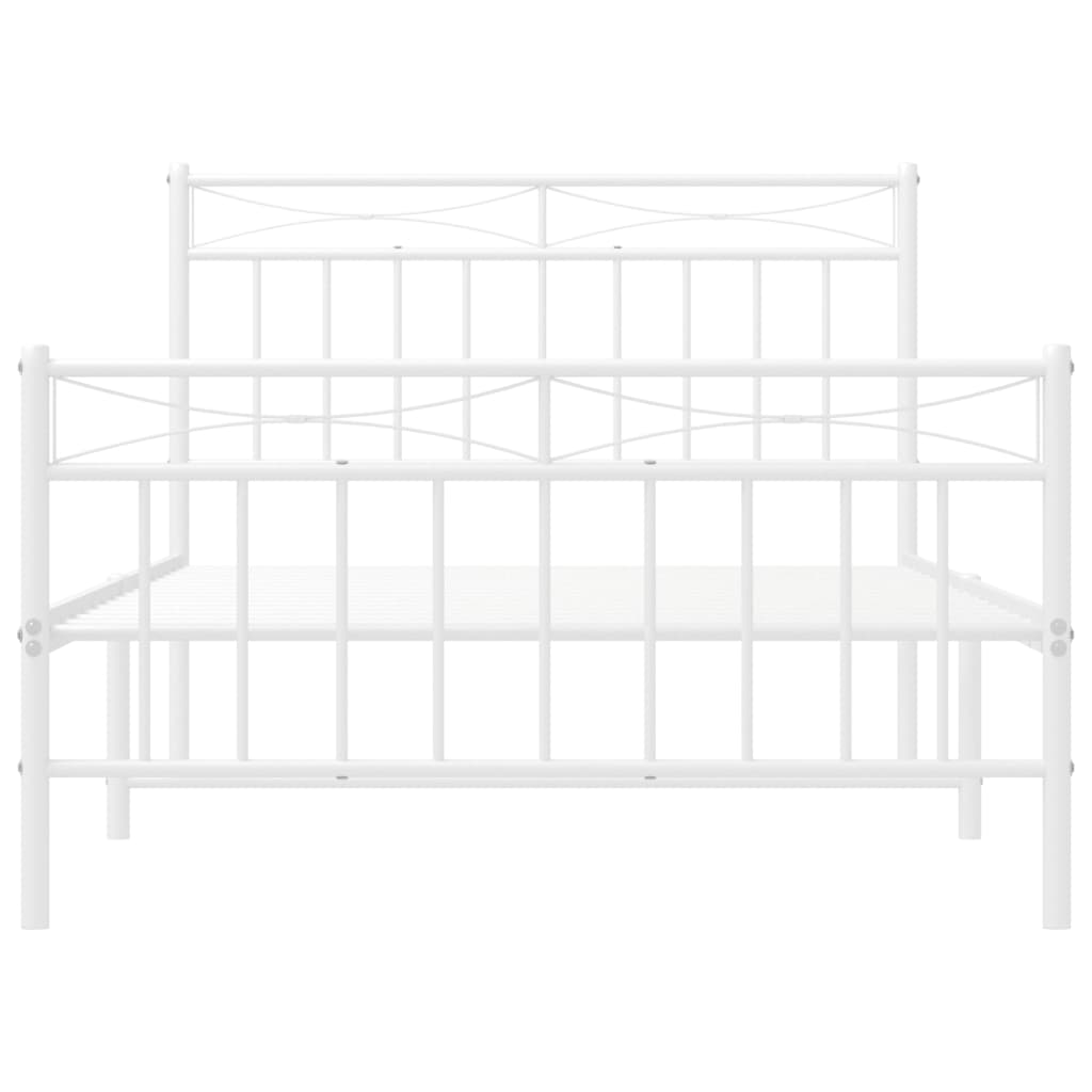 Sengeramme i metall med hode- og fotgavl hvit 107x203 cm