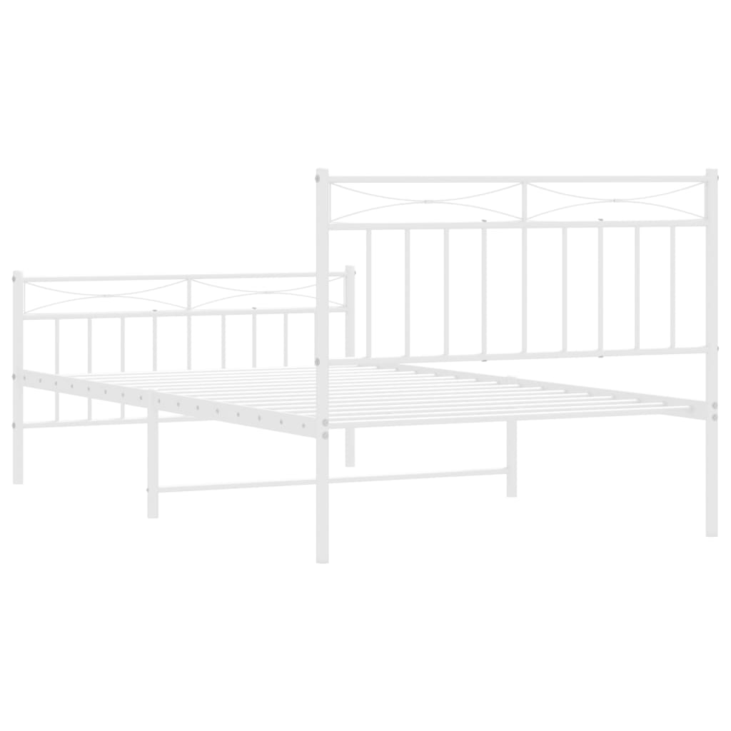 Sengeramme i metall med hode- og fotgavl hvit 107x203 cm