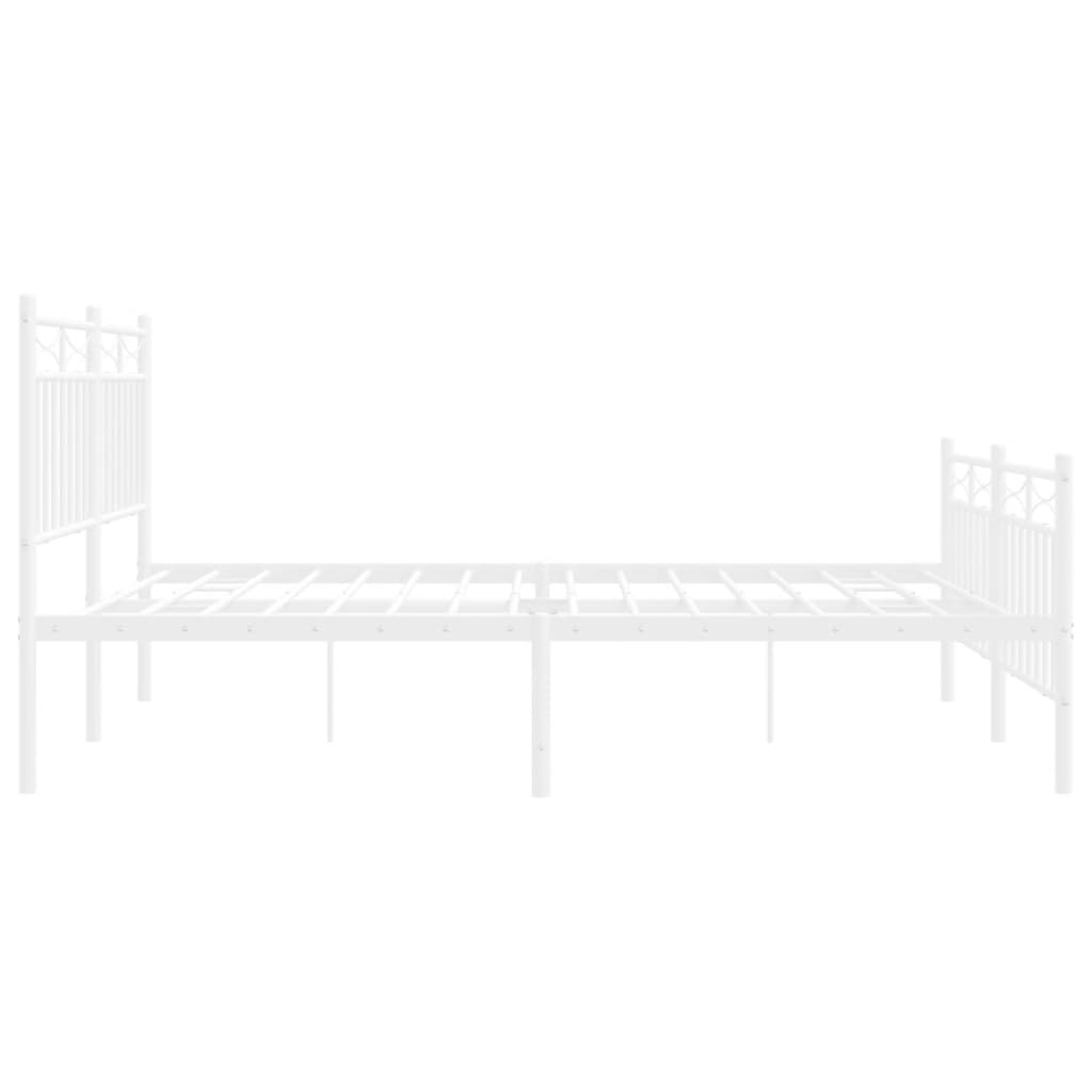 Sengeramme i metall med hode- og fotgavl hvit 135x190 cm