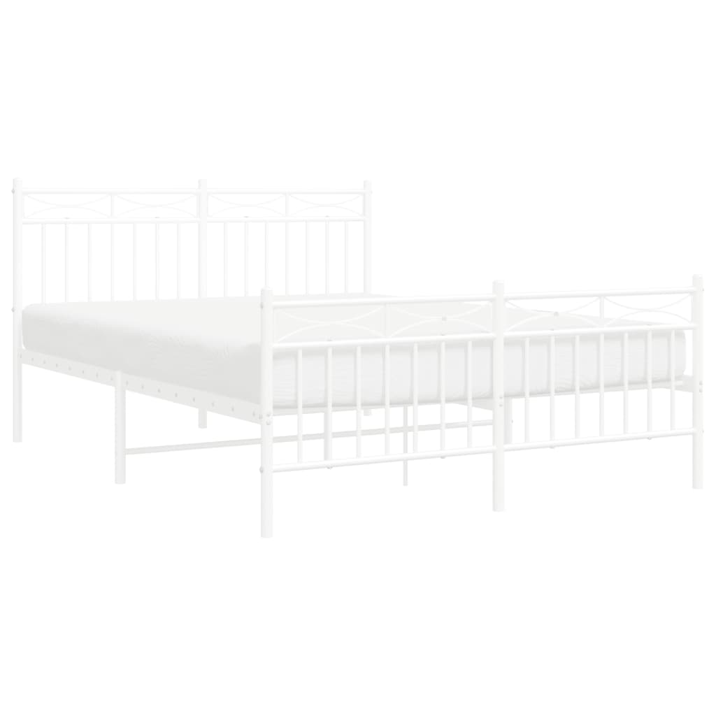 Sengeramme i metall med hode- og fotgavl hvit 140x190 cm