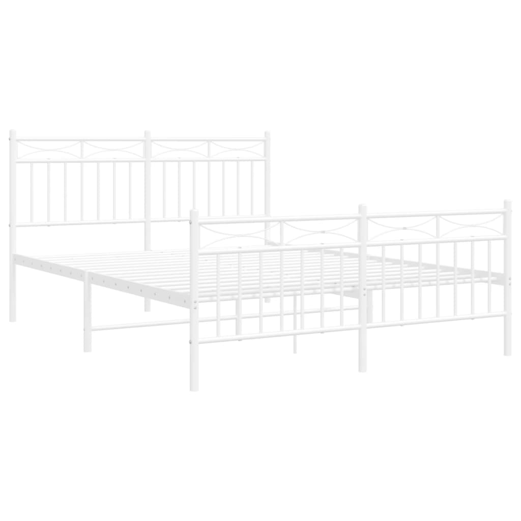 Sengeramme i metall med hode- og fotgavl hvit 140x190 cm