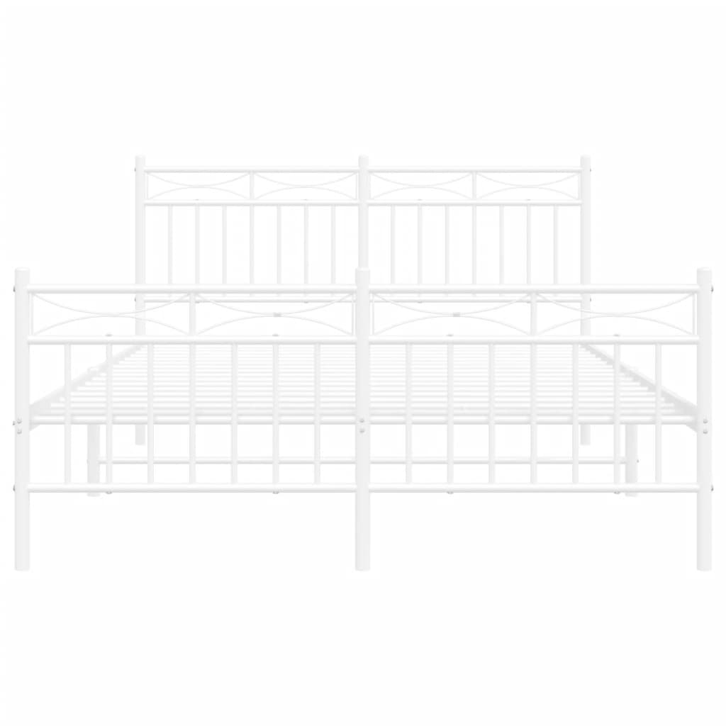 Sengeramme i metall med hode- og fotgavl hvit 140x190 cm