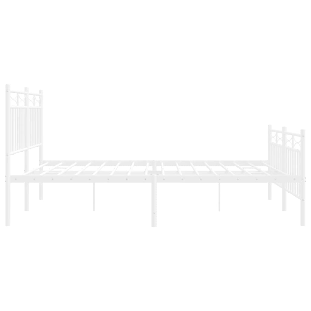 Sengeramme i metall med hode- og fotgavl hvit 140x190 cm