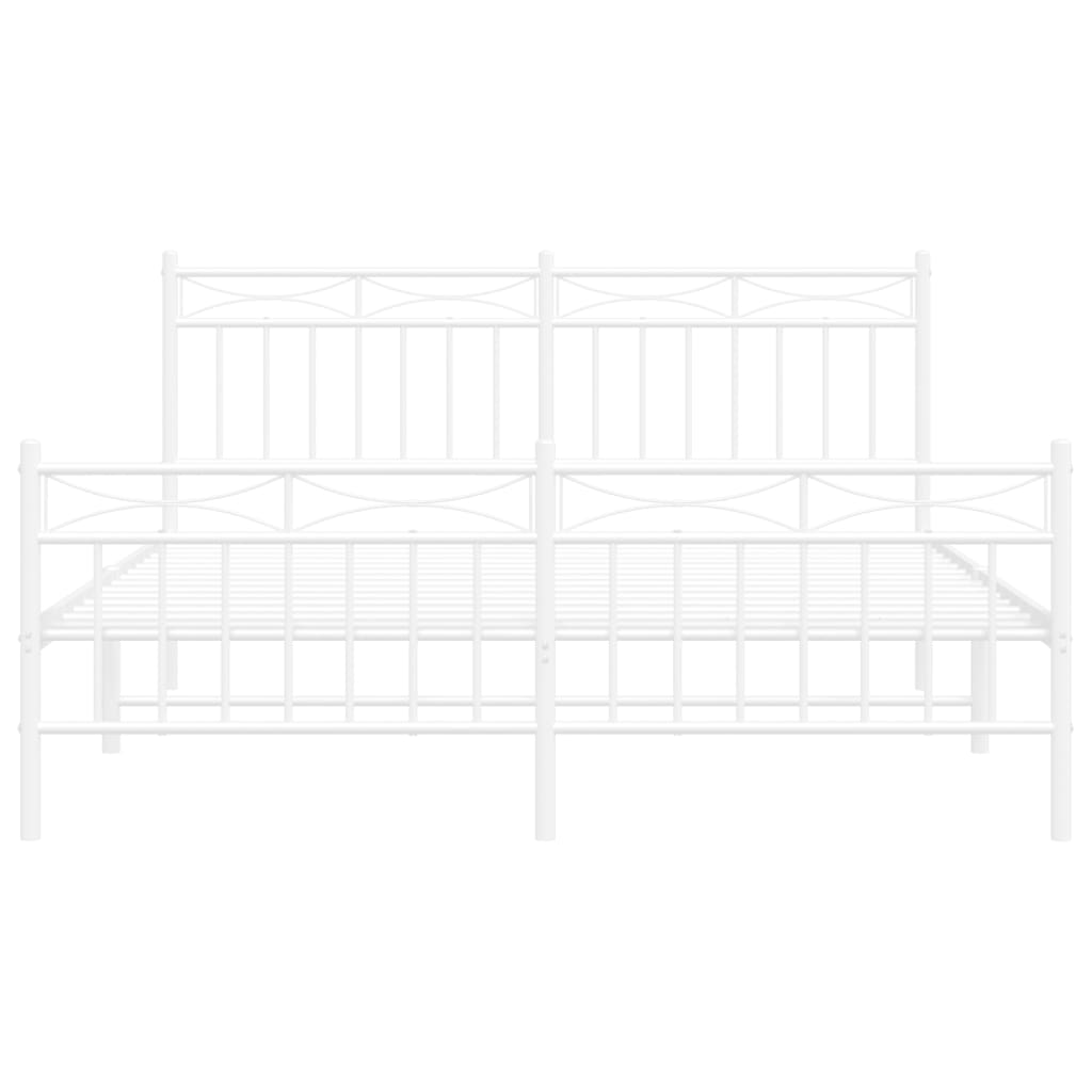 Sengeramme i metall med hode- og fotgavl hvit 150x200 cm