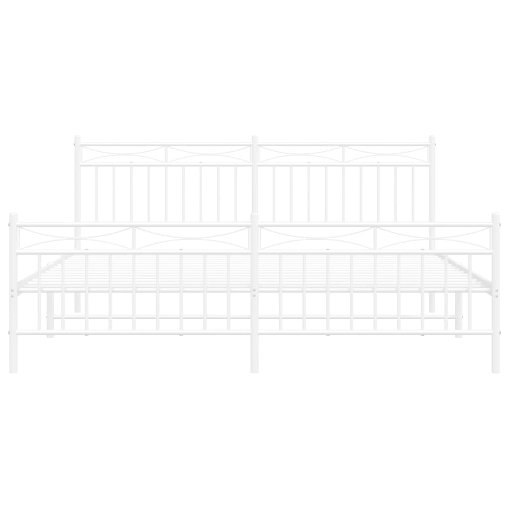 Sengeramme i metall med hode- og fotgavl hvit 183x213 cm