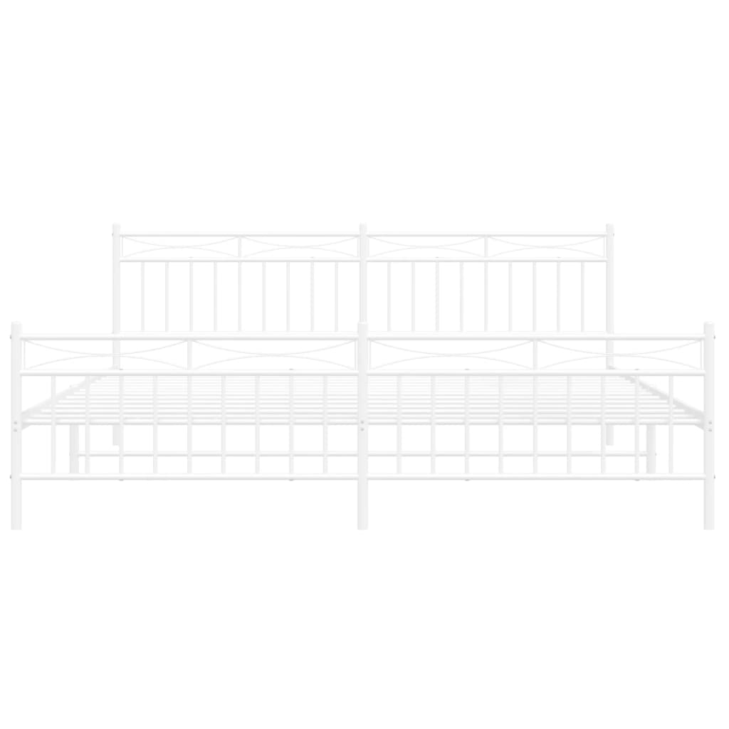 Sengeramme i metall med hode- og fotgavl hvit 193x203 cm