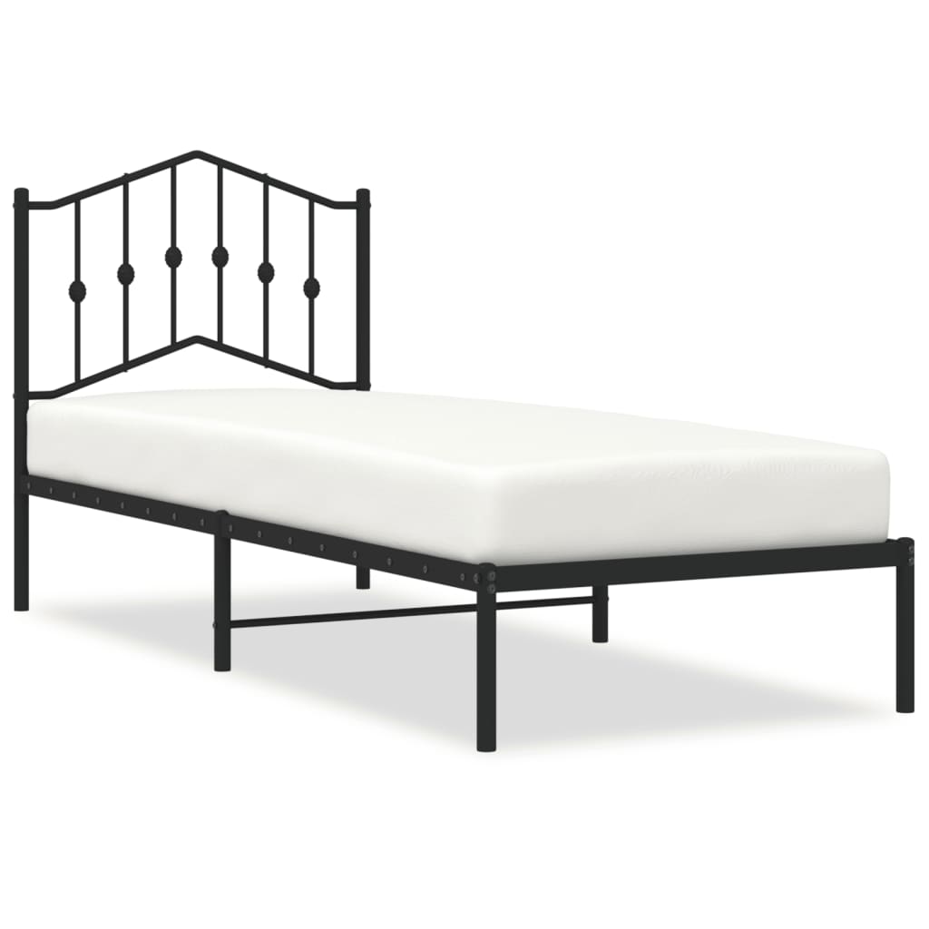 Sengeramme i metall med hodegavl svart 90x190 cm