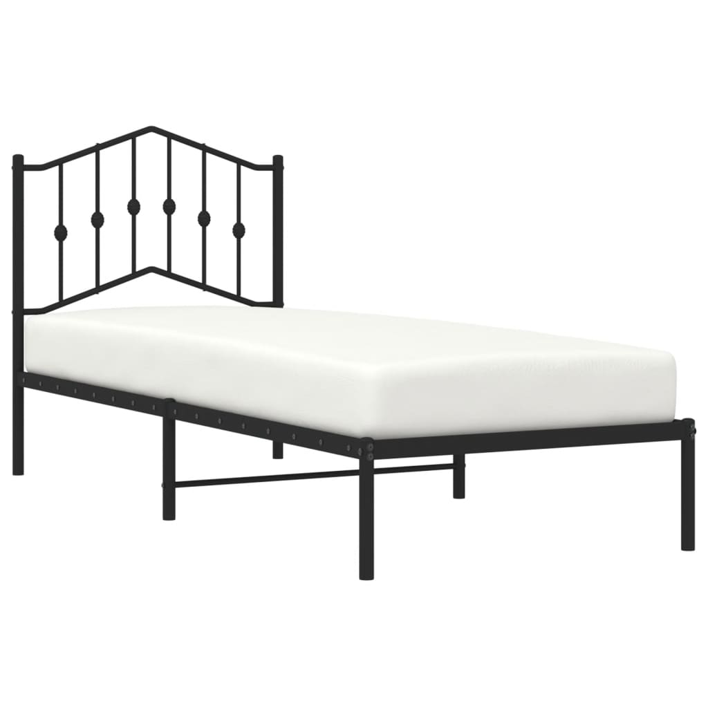 Sengeramme i metall med hodegavl svart 90x190 cm