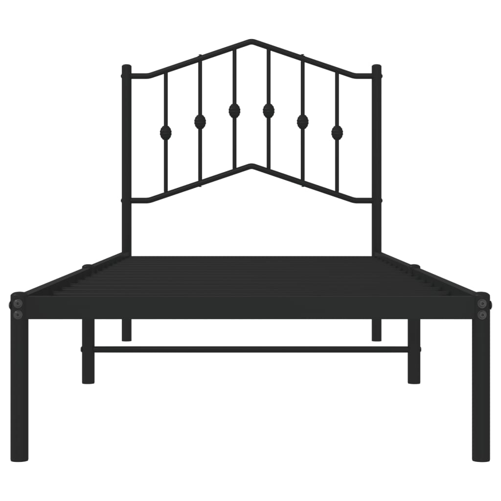 Sengeramme i metall med hodegavl svart 90x190 cm