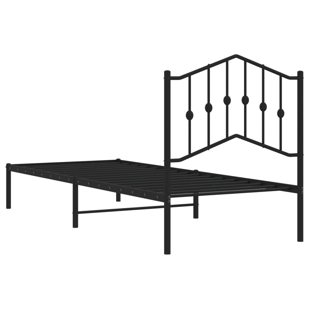 Sengeramme i metall med hodegavl svart 90x190 cm