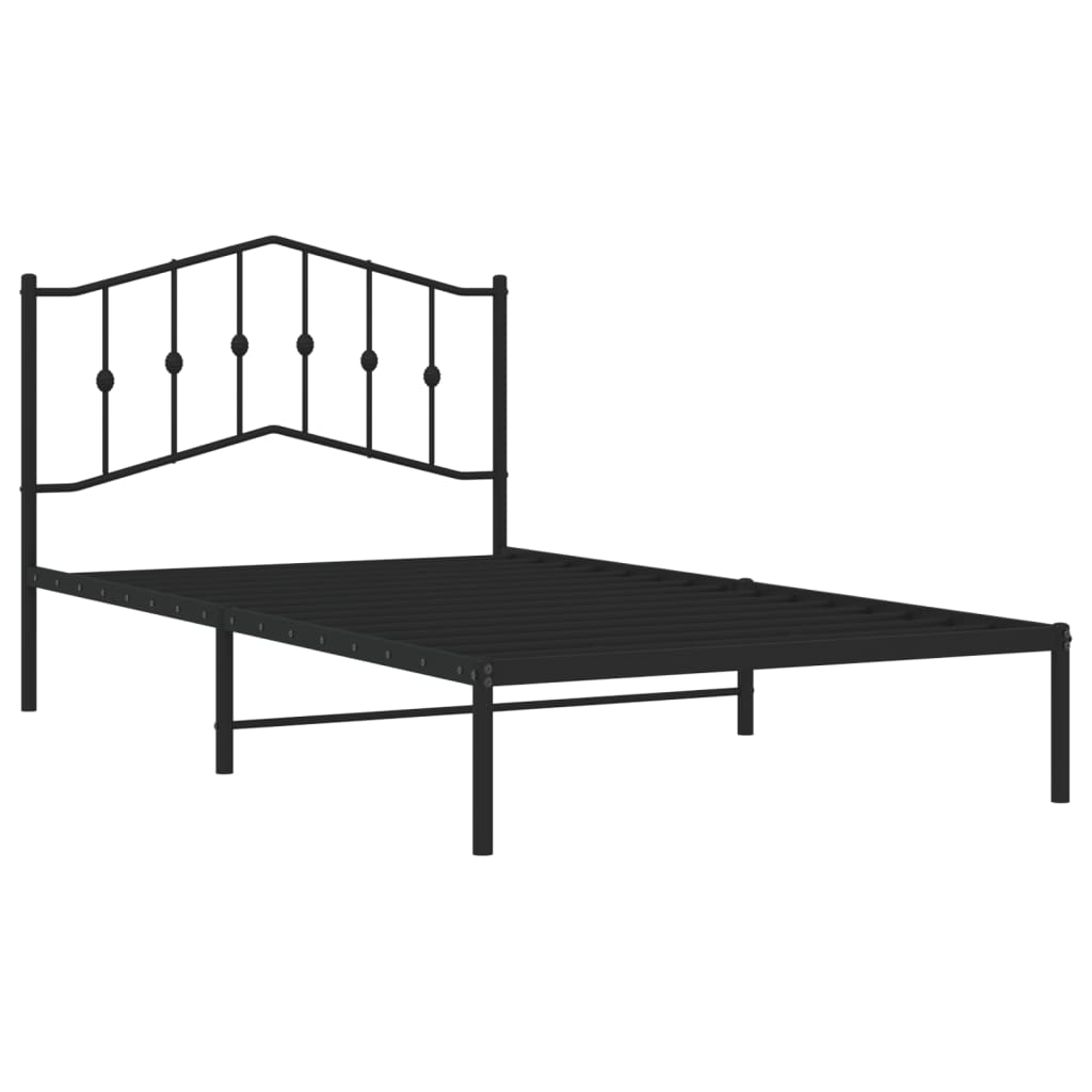 Sengeramme i metall med hodegavl svart 107x203 cm