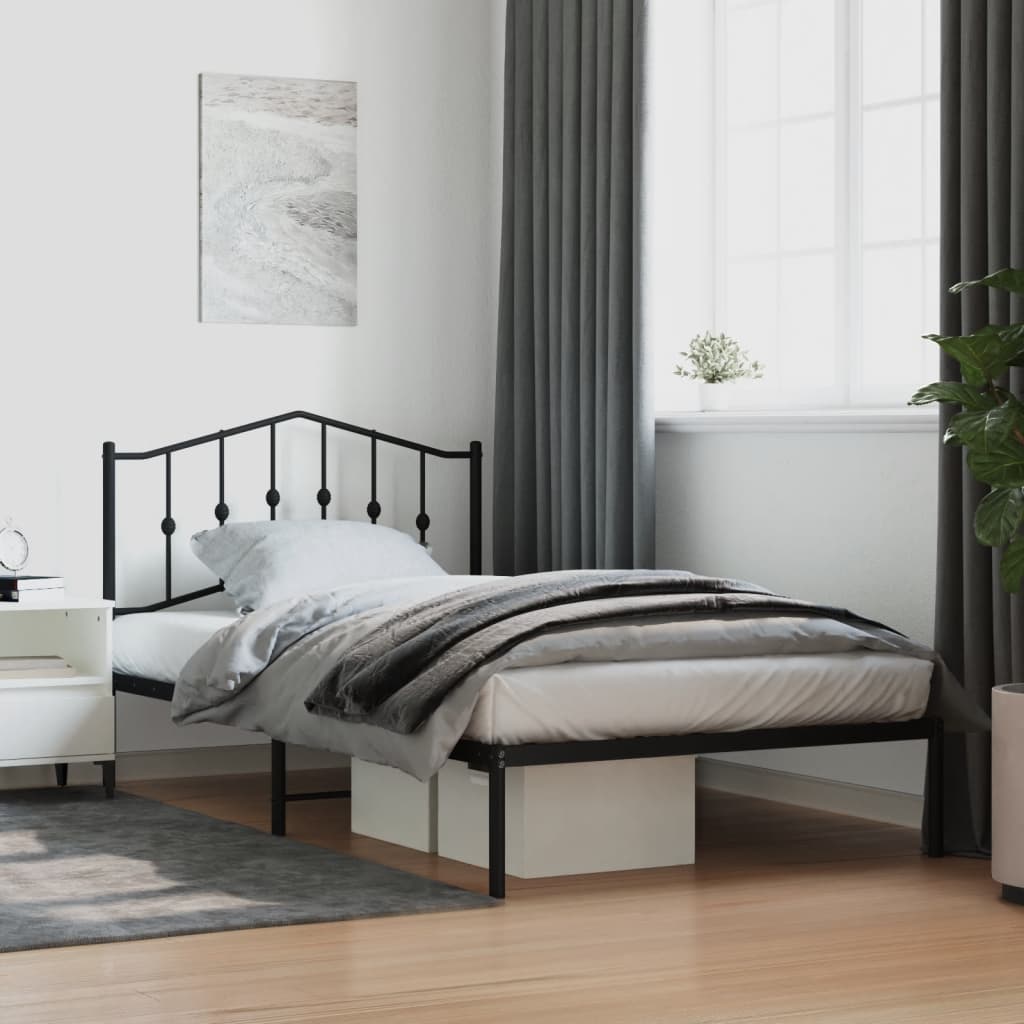 Sengeramme i metall med hodegavl svart 107x203 cm