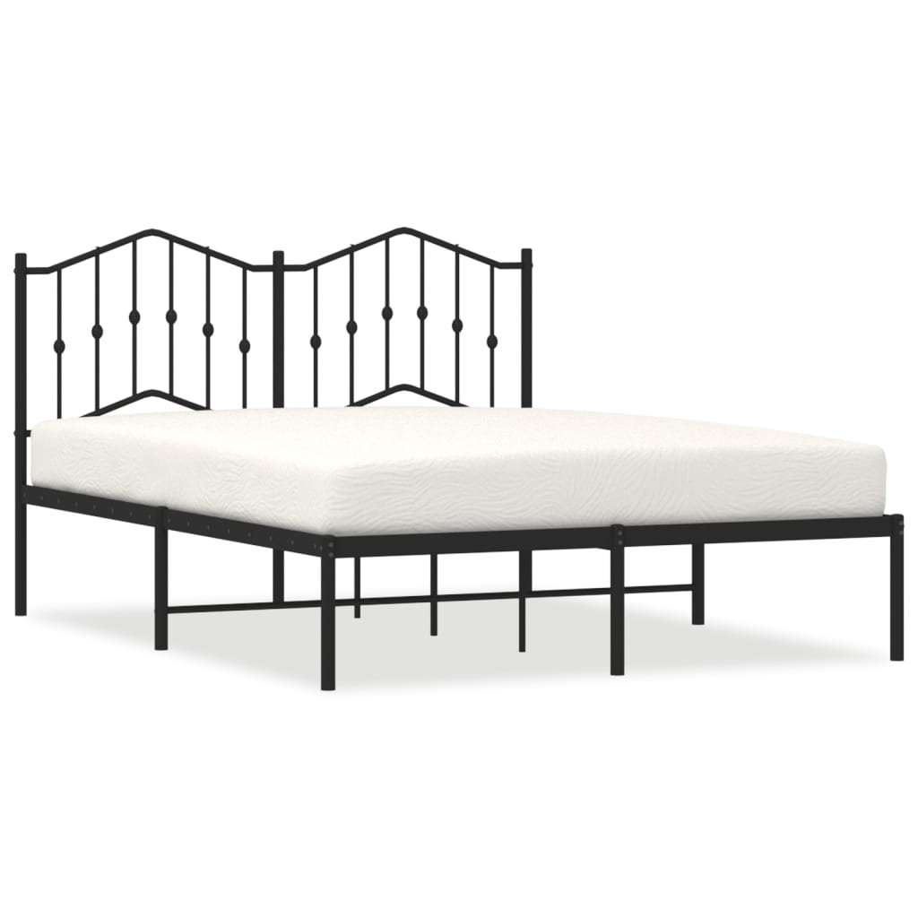 Sengeramme i metall med sengegavl svart 140x200 cm