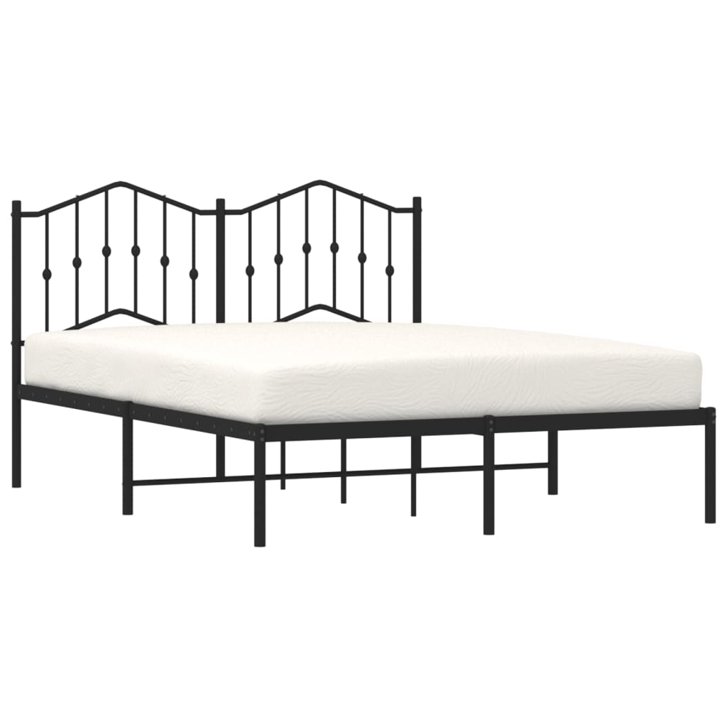 Sengeramme i metall med sengegavl svart 140x200 cm